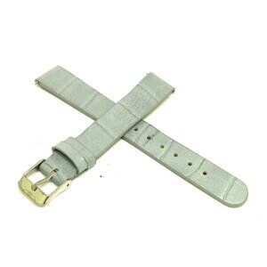 Invicta Women's Watch Replacement Band Blue-Gray Leather 16mm Lug Silver Clasp